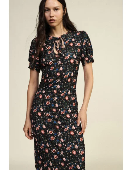 Robe midi à motif floral avec col en V Dixie