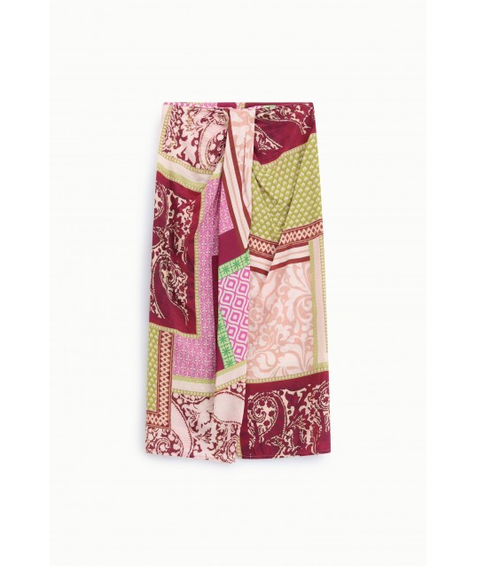 Gonna Midi Fantasia Patchwork Con Drappeggio Dixie