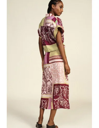 Jupe midi à motif patchwork avec drapé Dixie