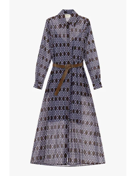 Robe longue à imprimé géométrique avec ceinture en tissu Dixie