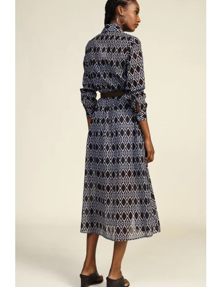 Robe longue à imprimé géométrique avec ceinture en tissu Dixie