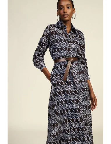 Robe longue à imprimé géométrique avec ceinture en tissu Dixie