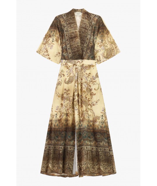 Long Paisley Print Dress Broadwoven Fabric Dixie