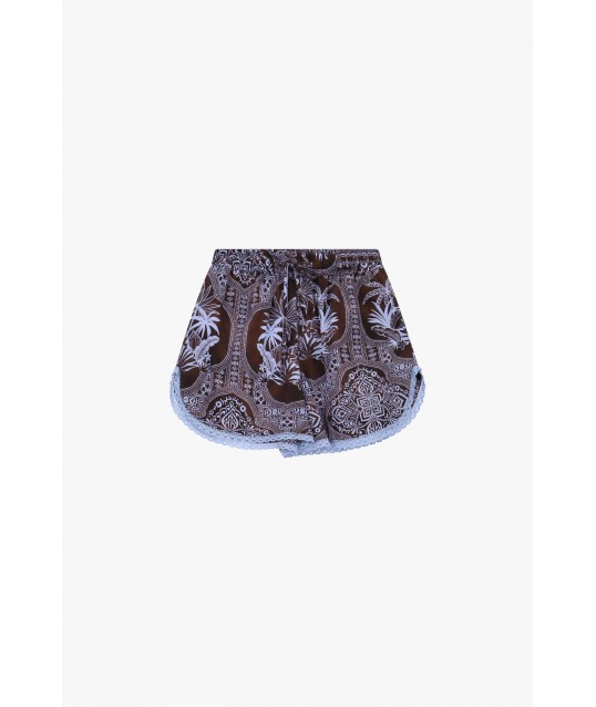Shorts Fantasia Etnica Con Bordo In Pizzo Dixie