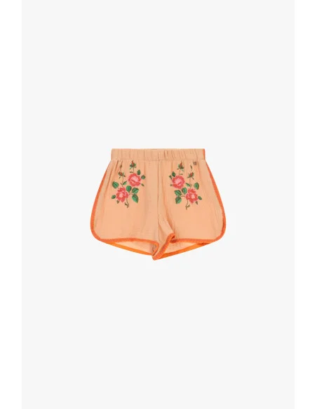 Embroidered Shorts with Elasticated Waist and Contrast Piping Dixie