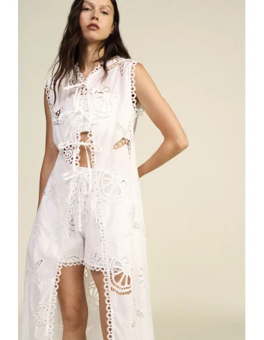 Sleeveless Top with Decorative Openwork Embroidery Dixie