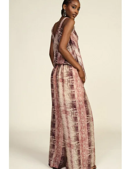 Pantalon palazzo imprimé tie-dye avec cordon de serrage Dixie