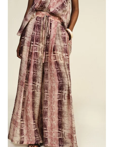 Tie-Dye Print Palazzo Trousers with Drawstring Dixie