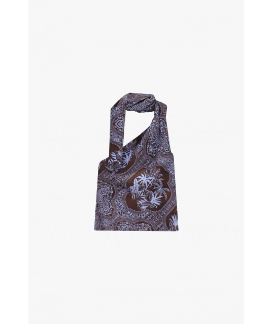 Asymmetrical Top With Bandana Print And Dixie Knot
