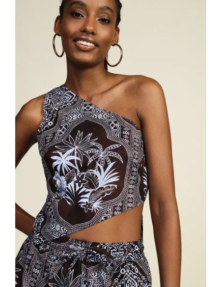 Top Asimmetrico Monospalla Con Stampa Paisley Dixie