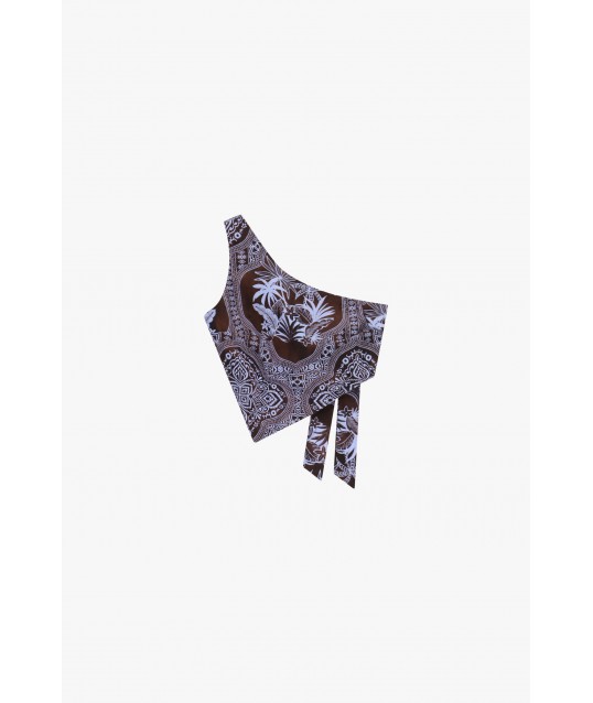 Dixie Paisley Print One-Shoulder Asymmetrical Top