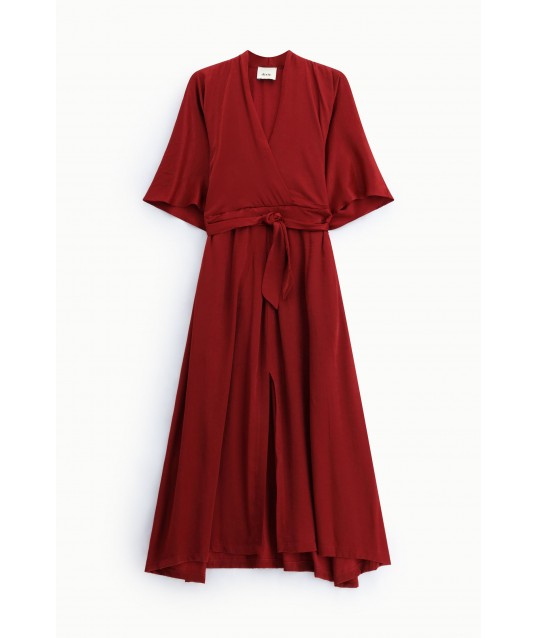 Robe longue croisée avec ceinture et manches larges Dixie