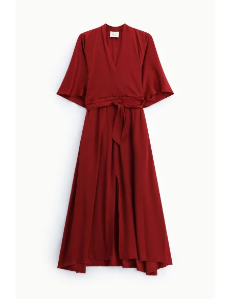 Robe longue croisée avec ceinture et manches amples Dixie