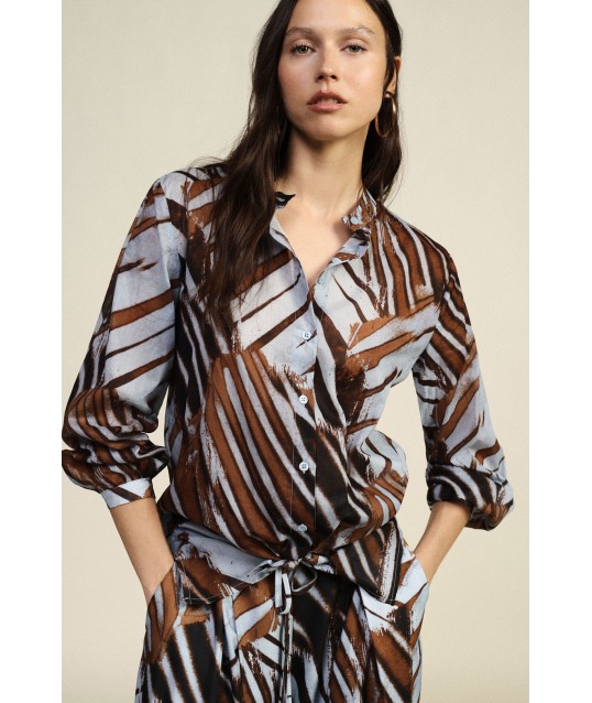 Chemise fantaisie avec nœud sur le devant et col mandarin Dixie