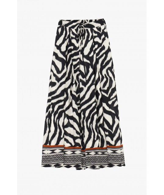Pantaloni Palazzo Stampa Animalier E Motivo Geometrico Dixie
