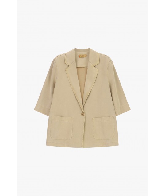 Over Fit Blazer With Front Pockets And Wide Sleeves Please