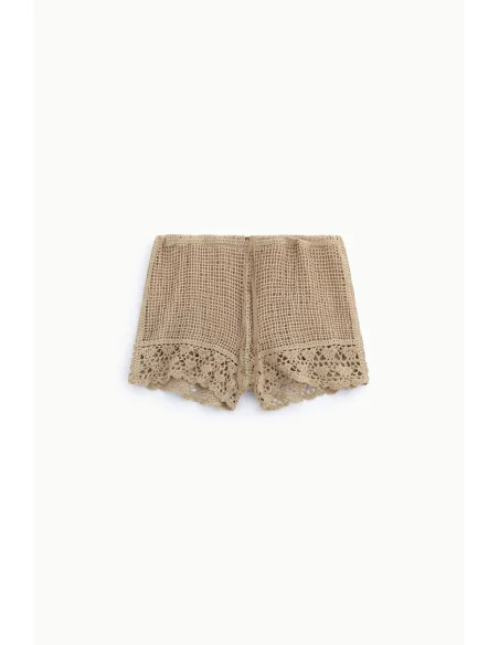Regular-Fit Shorts with Openwork Detail and Dixie Crochet Trim