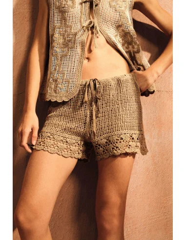 Shorts Regular-Fit Con Lavorazione Traforata E Bordo Crochet Dixie