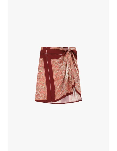 Jupe courte à motif paisley avec nœud sur le côté Dixie