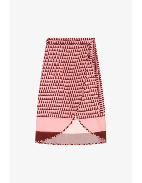 Dixie Midi Wrap Skirt with Geometric Print