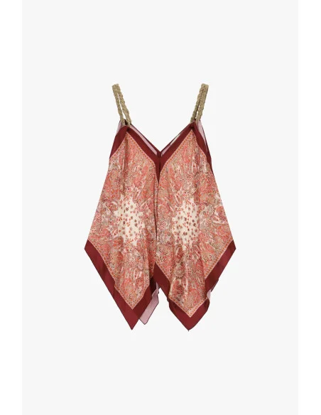 Dixie Top with Braided Straps and Paisley Print