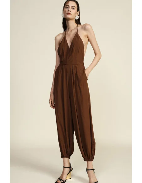 Dixie Loose-Fitting Jumpsuit with a Boat Neck and Elasticated Hem