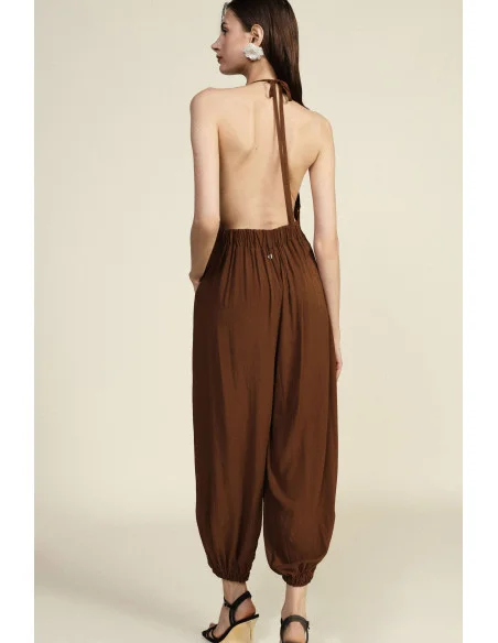 Dixie Loose-Fitting Jumpsuit with a Boat Neck and Elasticated Hem
