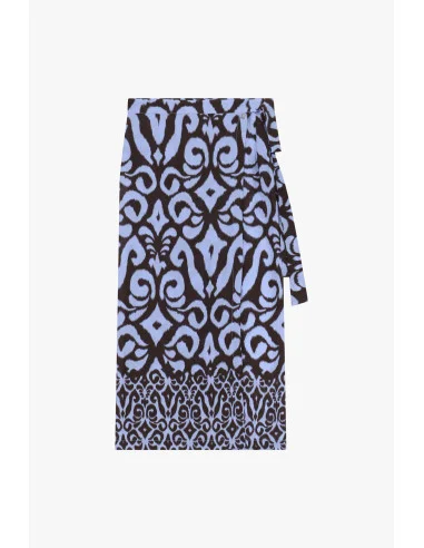 Jupe midi à motif abstrait avec ceinture à nouer Dixie