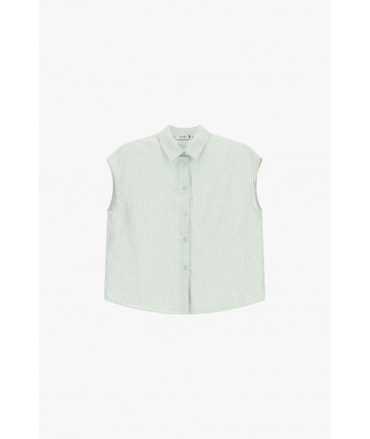 Camicia Senza Maniche A Righe Con Colletto Classico Please