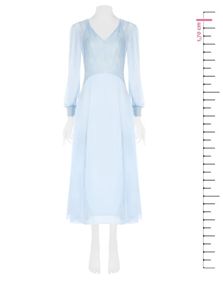 Rinascimento-style midi dress in georgette and lace with two front slits