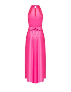 Robe longue en satin avec encolure drapée et nœud dans le dos « Rinascimento » 2