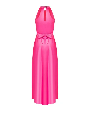 Abito Maxi In Raso Con Scollo Drappeggiato E Fiocco Dietro Rinascimento