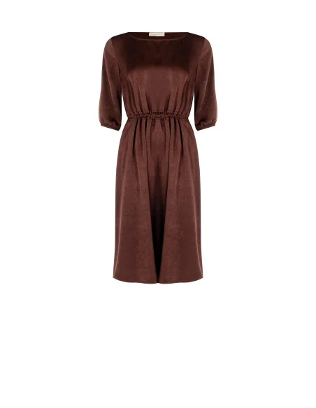 Rinascimento Knee-Length Dress in Slightly Crinkled Satin