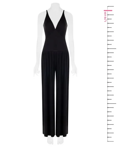 Rinascimento-style deep V-neck knitted jumpsuit