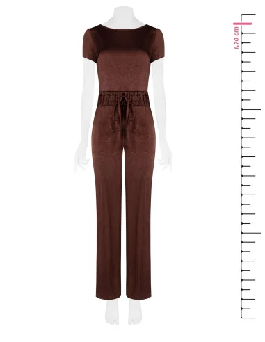 Rinascimento Satin Palazzo Jumpsuit with Double Drawstring at the Waist