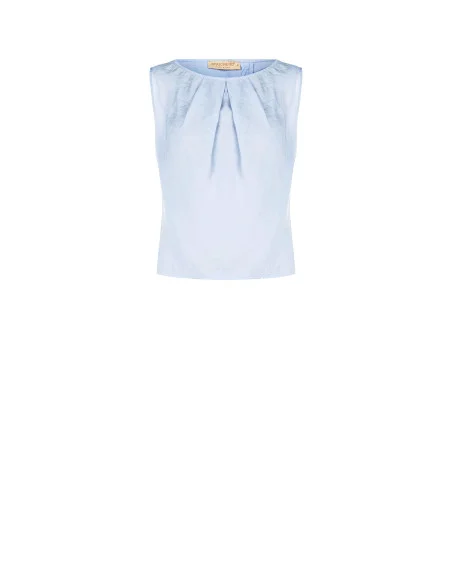 Rinascimento-style fluid top in crinkled viscose blend with a crossover at the back