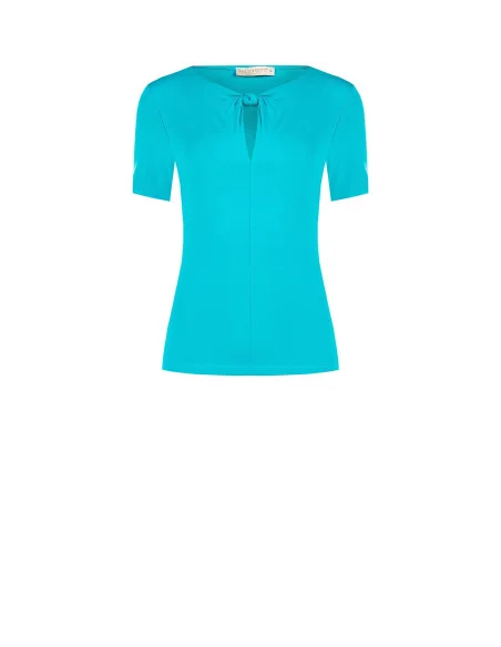 Fitted Viscose Top with Knot and Teardrop-Shaped Cut-Out – Rinascimento