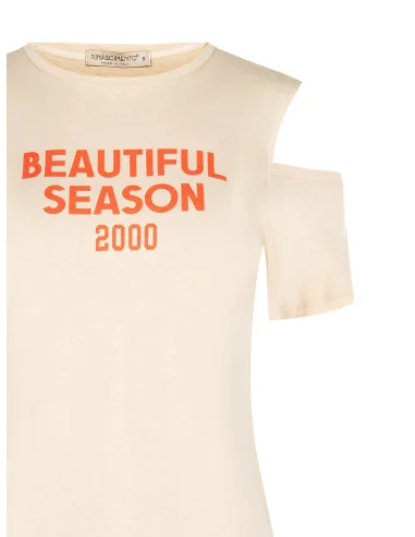 Regular-fit cotton T-shirt with cut-outs on the shoulders – Rinascimento
