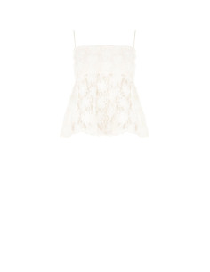 Haut péplum recouvert de roses en tulle en relief, style Rinascimento