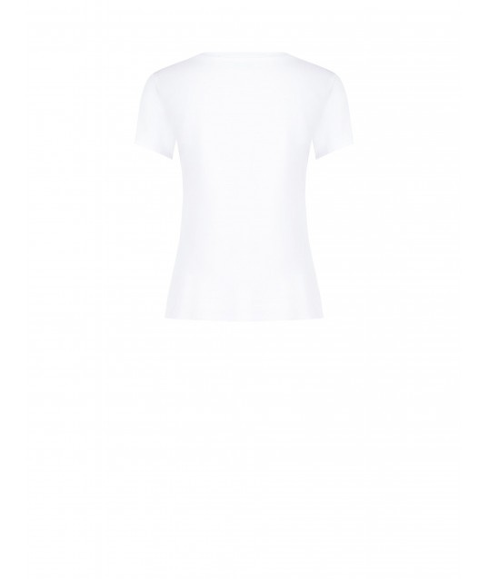 T-shirt coupe classique en coton mélangé, imprimé pour femme, avec strass « Rinascimento »