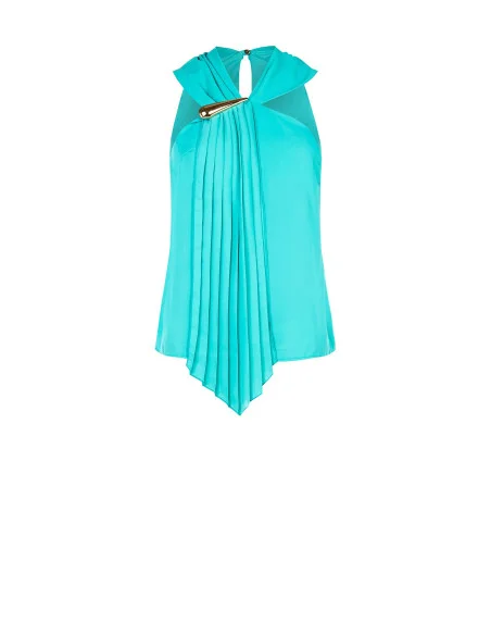 Blusa Sfiancata In Georgette Con Volant Plissè Rinascimento