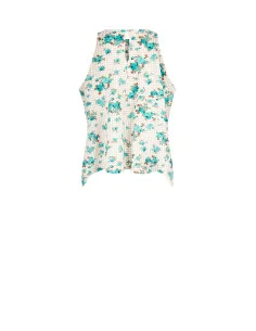 Loose-fitting A-line blouse with a Rinascimento-style chequered and rose pattern 2