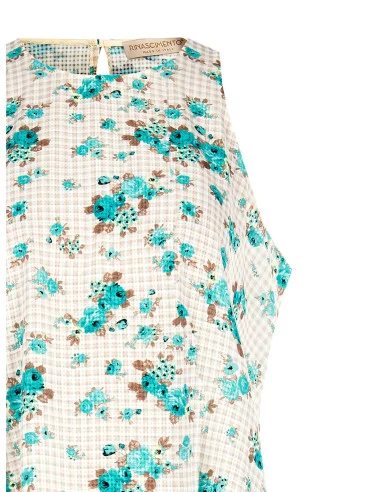 Blouse ample en forme de trapèze, à carreaux et roses Rinascimento