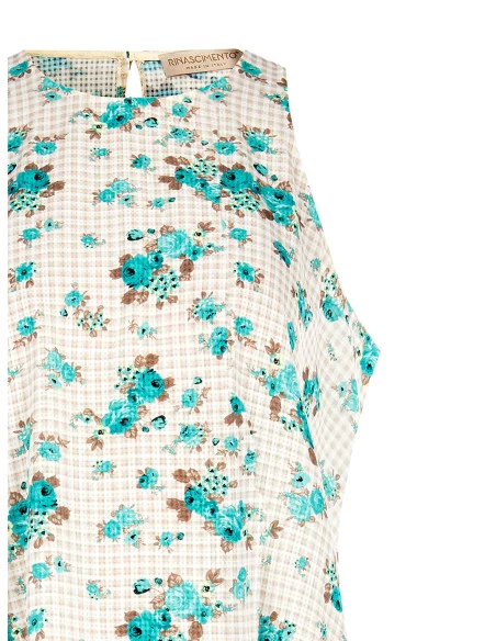 Blusa A Trapezio Ampia A Quadretti E Rose Rinascimento