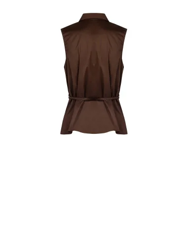 Chemise en coton mélangé avec des volants et une longue ceinture fine assortie, collection Rinascimento