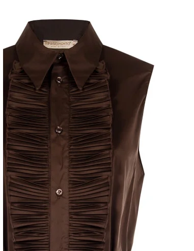 Cotton-blend shirt with ruffles and a long, thin matching belt – Rinascimento