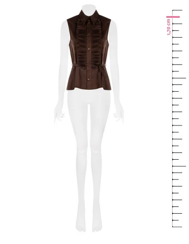 Chemise en coton mélangé avec des volants et une longue ceinture fine assortie, collection Rinascimento