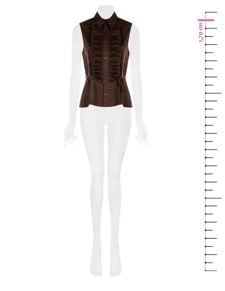 Cotton-blend shirt with ruffles and a long, thin matching belt – Rinascimento