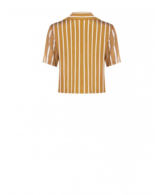 Chemise courte à rayures en mélange de viscose avec col renversé « Rinascimento »