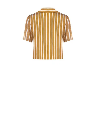 Camicia Corta A Righe In Misto Viscosa Con Revers Rinascimento